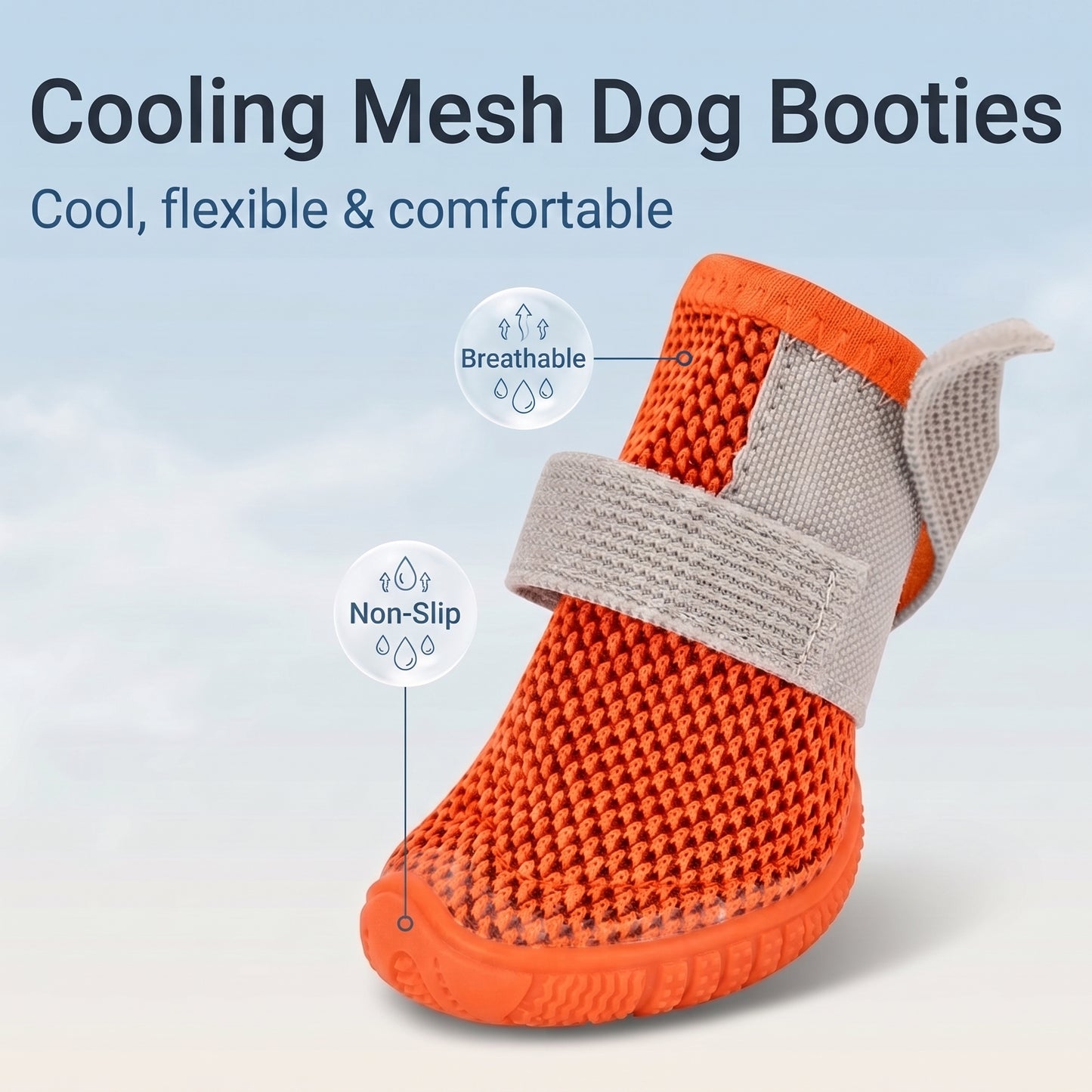 Cooling Mesh Dog Boots – Breathable Non-Slip Summer Paw Protection Shoes for Small Dogs & Cats (4-Pack)